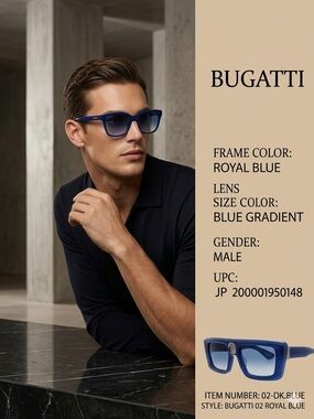 Bugatti Royal Blue Men's Sunglasses with Blue Gradient Lenses